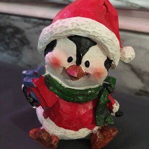 Festive Santa Penguin Figurine
